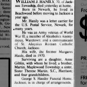Obituary for William j. hanily